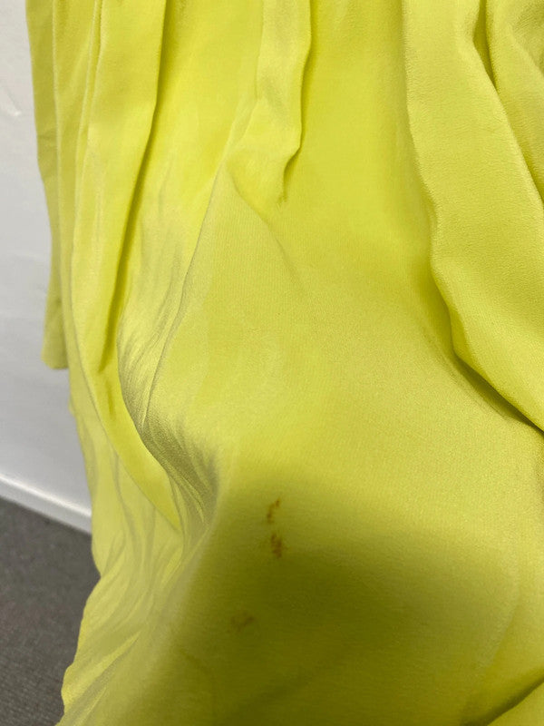 Fab Reiss Leia neon yellow fit flare pure silk occasion dress UK6 SD002