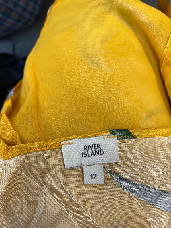 Stunning River Island Yellow oriental cami summer top Uk12 JB001