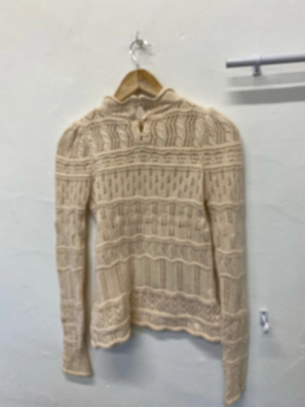 Fabulous Peach crochet knit wool blend jumper Uk10 JB001