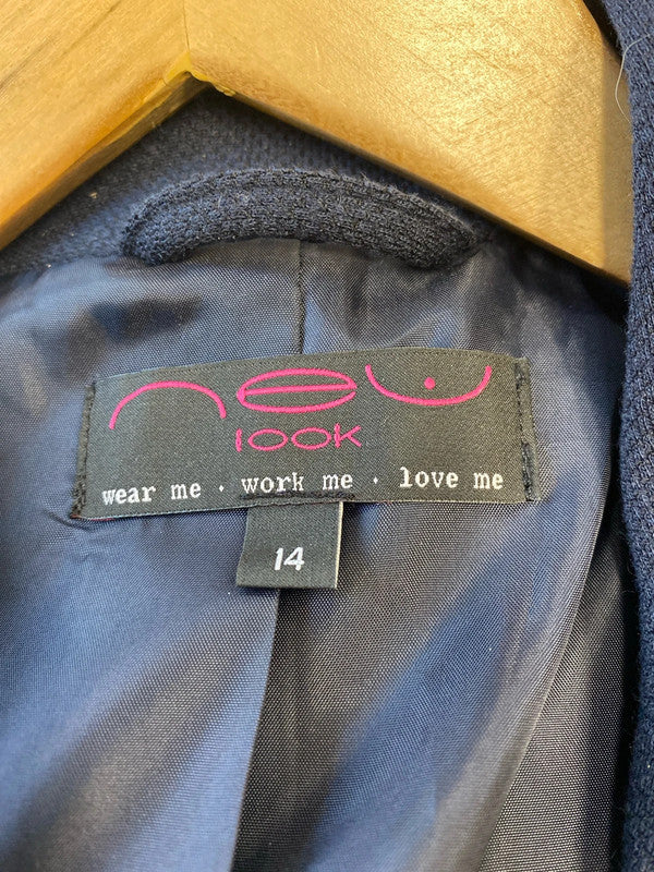 Fab New Look textured navy blazer Uk14 classic AO001