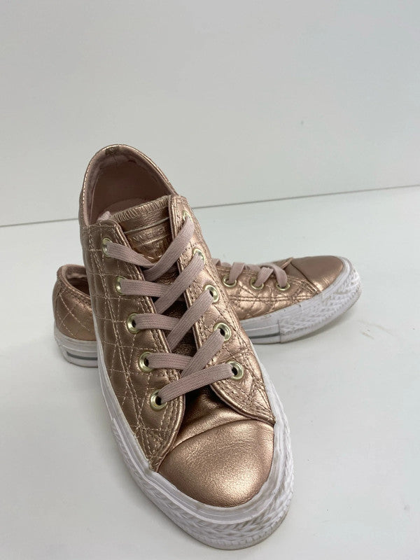 Fabulous Rose Gold converse padded leather trainers Uk4 GW001
