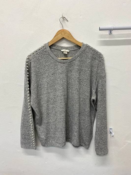 Fabulous H&M grey marl pearl embellished Jumper loose fit UkL KM003