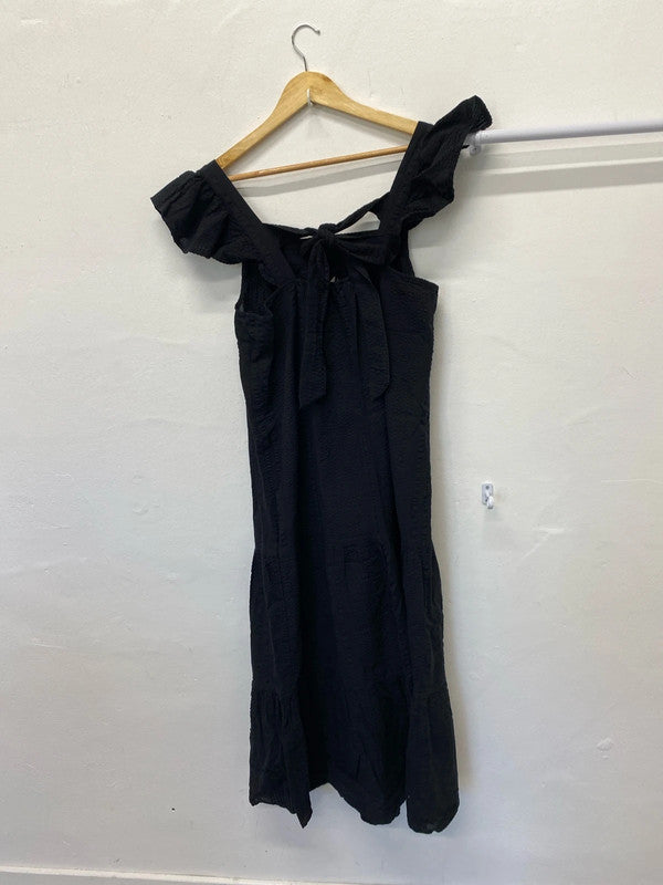 Fab F&F summer seersucker black dress Uk10 MB001