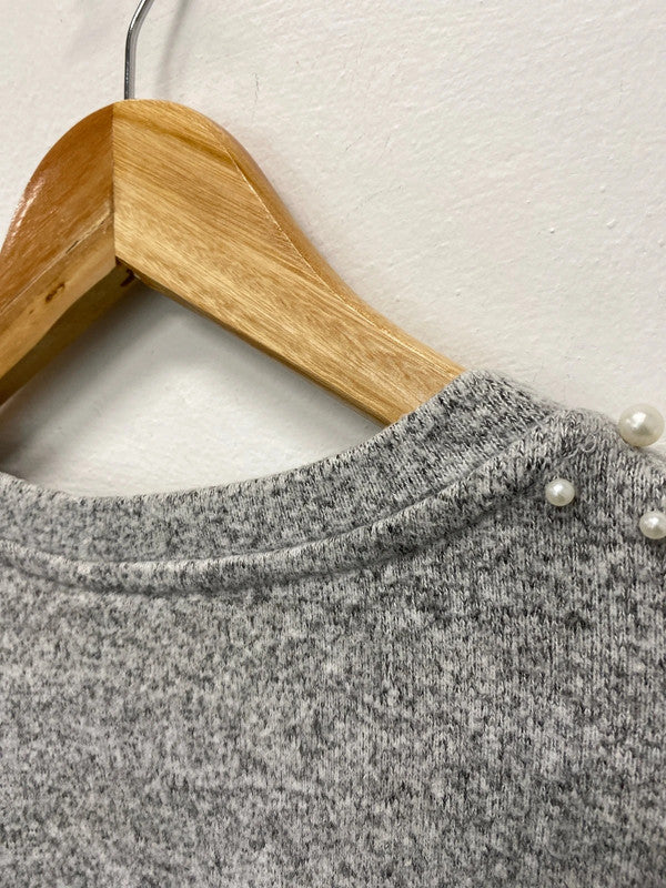 Fabulous H&M grey marl pearl embellished Jumper loose fit UkL KM003