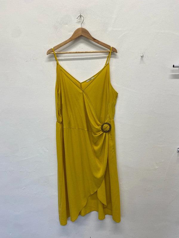 Stunning George yellow side buckle slip dress v neck UK 24 NC001