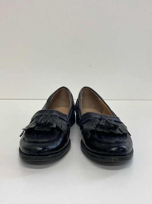 M&S Stylish Black Patent Loafers UK 4 NC001
