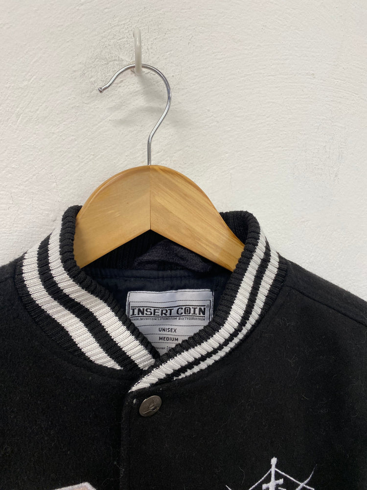 Geek chic Insert Coin letterman bomber jacket Destiny game Med JR001