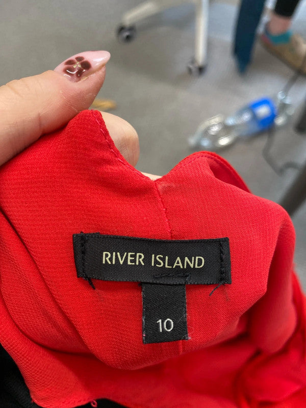Gorgeous red slip river island cross over dress UK 10 LL003