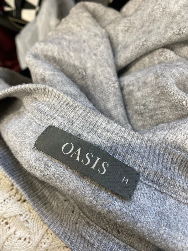 Lovely duo of jumpers oasis tu grey cream crochet UK 14 #1 LN001