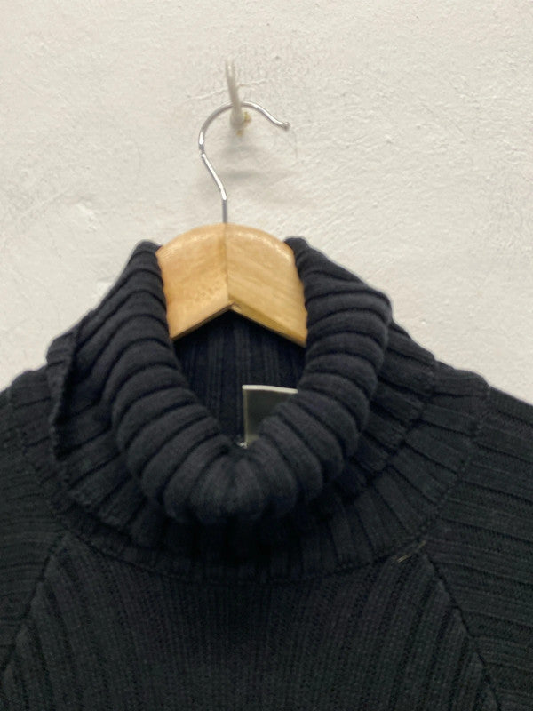 Fabulous YAS black ribbed turtle neck long jumper Dress UkL KS002