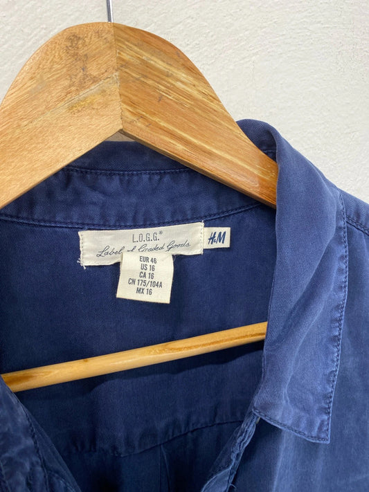 Classic lightweight H&M sleeveless shirt dress navy KM003