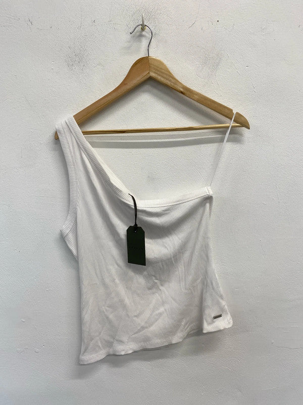 Fabulous All Saints white Stef Tank ribbed top Uk14 AC002