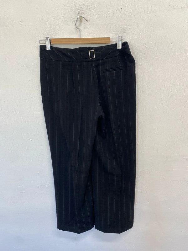 Lovely Matalan black pinstripe black wide leg trousers UK 10 AG005