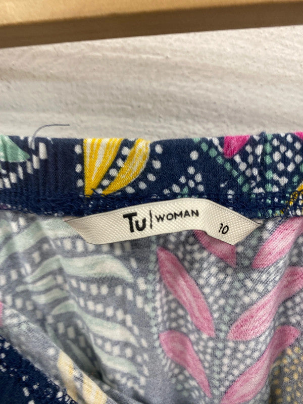 TU Fabulous Navy Botanical Pattern Bandeau Dress UK 10 SR006