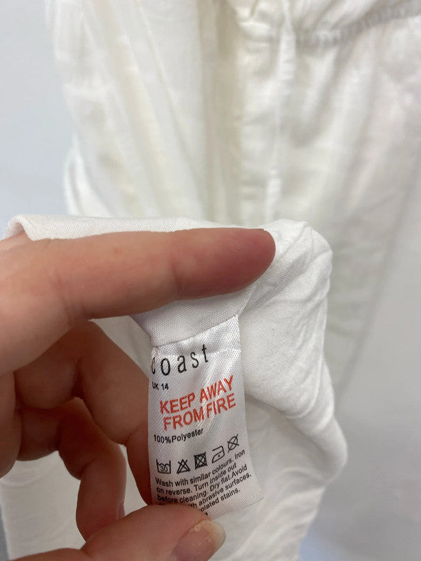 Coast Elegant White Strappy Midi Dress UK 14 KN003