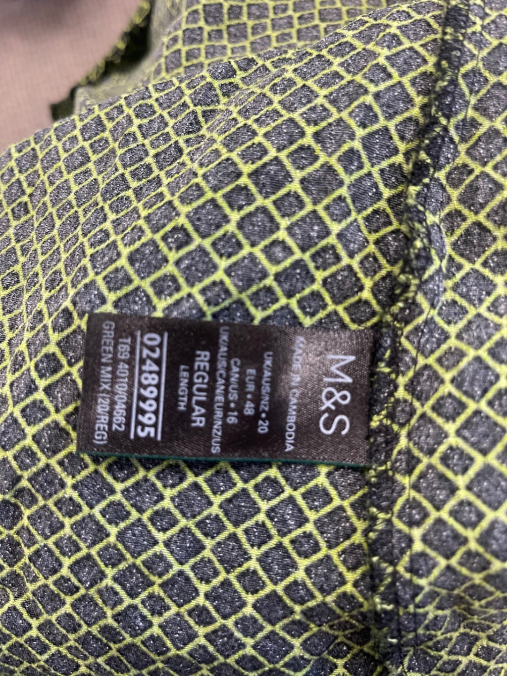 Fabulous M&S round neck geometric Dress UK20 Green RM531