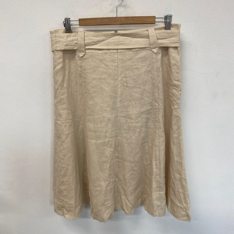 Jigsaw Vanilla Linen Belted Midi Skirt NWT UK 14 KN003