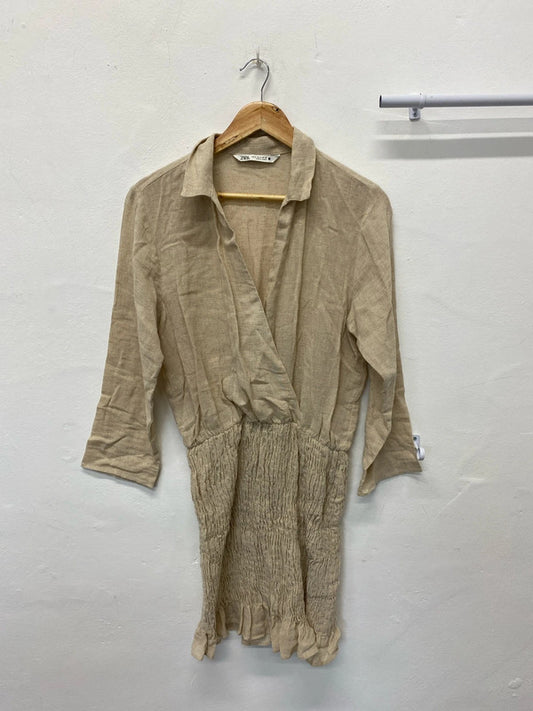 Fabulous hessian cotton linen boho dress UkM JB001