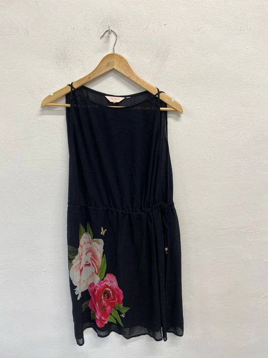 Stunning Ted Baker Velrano Floral Beach Cover Up Kaftan Size S KM004