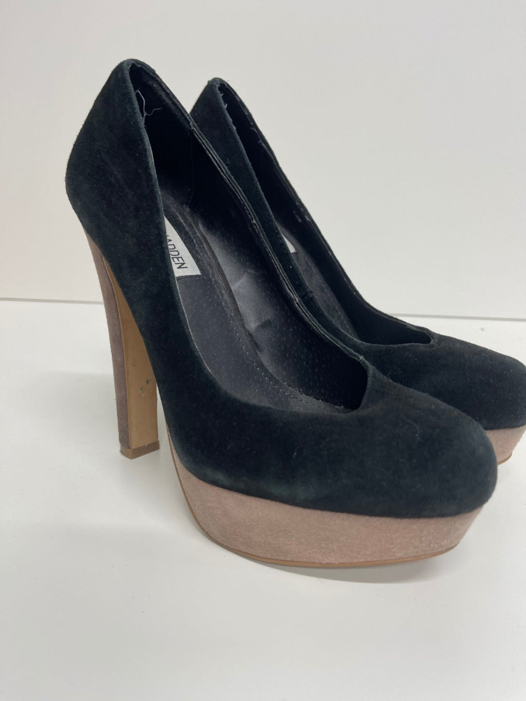 Stunning Steve Madden Bevv Suede high heel Pumps UK5 Black PP546