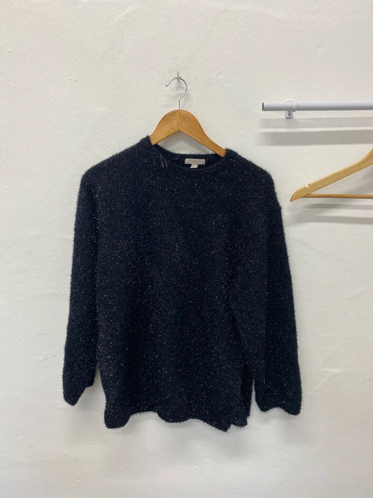 Fabulous sparkly black fluffy jumper silver flecks UkS JH001