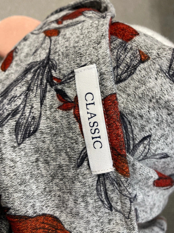 Lovely M&s grey red floral midi dress UK 12 KS003