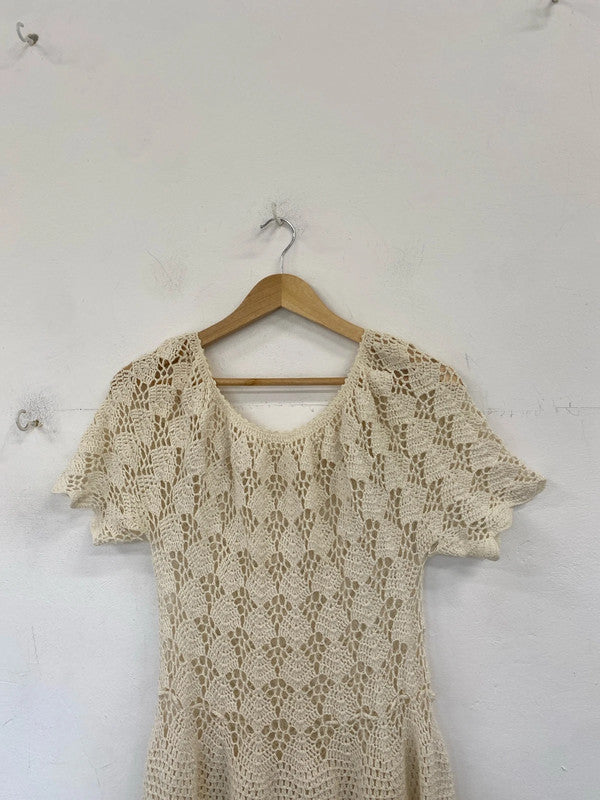 Stunning cream crochet midi dress holiday vibes KS002