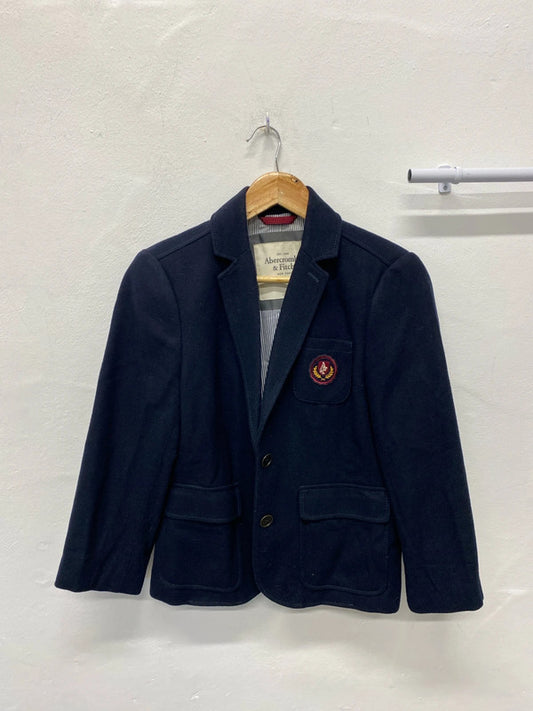 Super 3/4 sleeve wool blend blazer by Abercrombie & Fitch UkL navy AO001