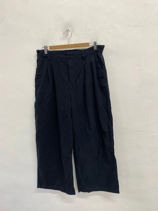 Lovely halara black wide leg trousers cotton UK L LG004