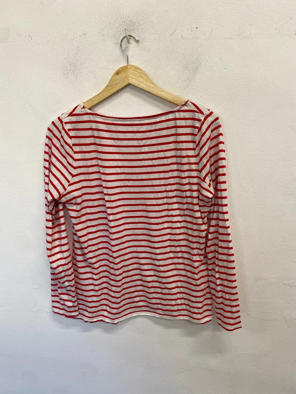 Lovely joules red white stripe long sleeve top UK L KM005