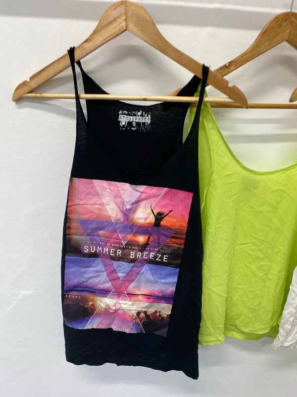 Fabulous Bundle of ladies tanks UK6-8 neon summer festivals LK006