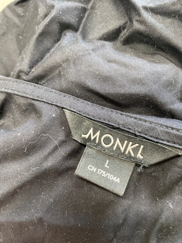 Gorgeous monki black collared smock midi dress UK L LB010