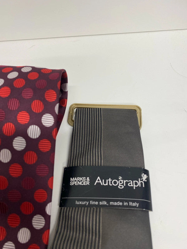 Fab trio of men’s Ties M&S silk reds & Browns #38 LD003