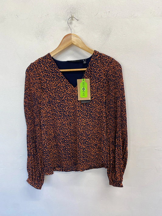 Lovely Vero Moda brown navy pattern blouse new with tags UK S AG005