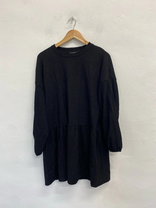 Lovely Bershka textured long sleeve mini dress UK L KS002