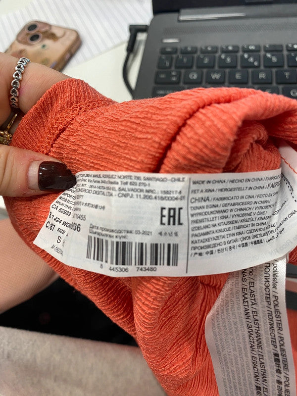 Stunning mango pink textured Strappy smock dress UK S KS002