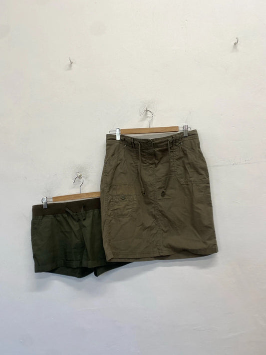 Lovely duo of khaki shorts skirt cargo UK 10\12 SW001 #8