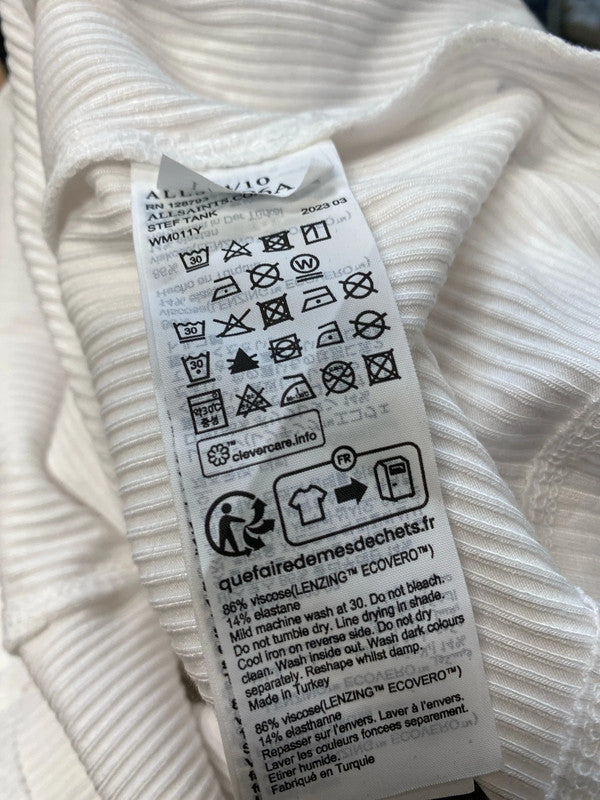 Fabulous All Saints white Stef Tank ribbed top Uk14 AC002