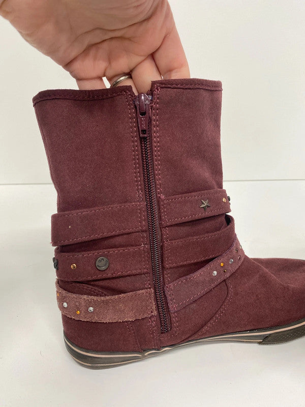 Fabulous burgundy Next embellished biker boots Uk4 GK002