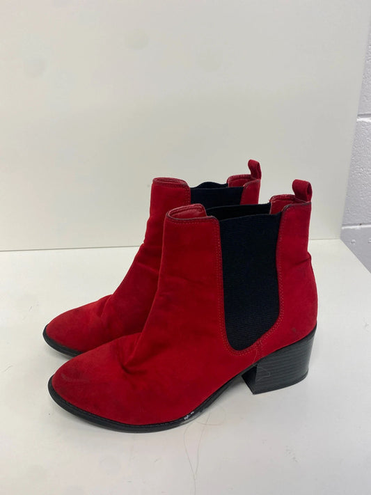 Fab M&S Insolia Red faux Suede ankle boots block heel UK6 SG090
