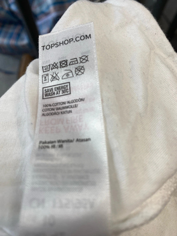 Fabulous Topshop White T shirt Uk14 You make me smile NN001