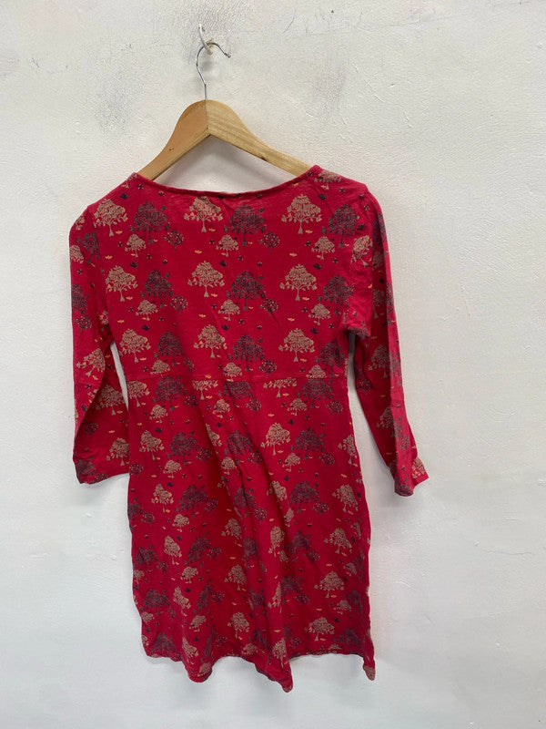 Lovely white stuff red tree pattern mini dress UK 12 MM005