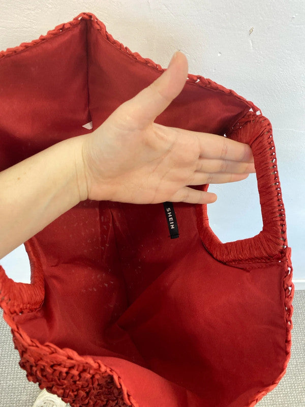 Shein Stylish Red Raffia Beach Bag LK009