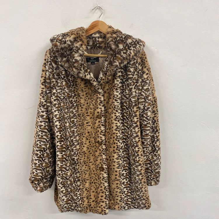 Dennis Basso Faux Fur Animal Print Coat Size S AW002