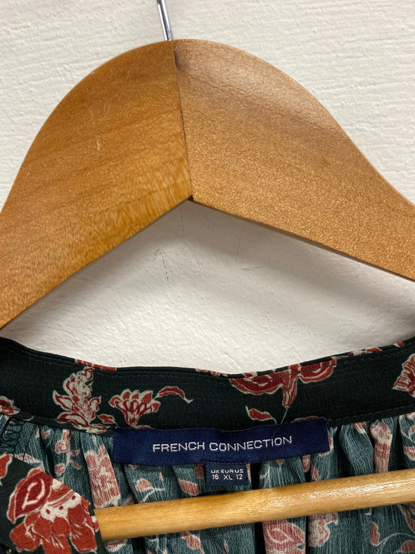 Gorgeous French connection dark green floral UK 16 FR001