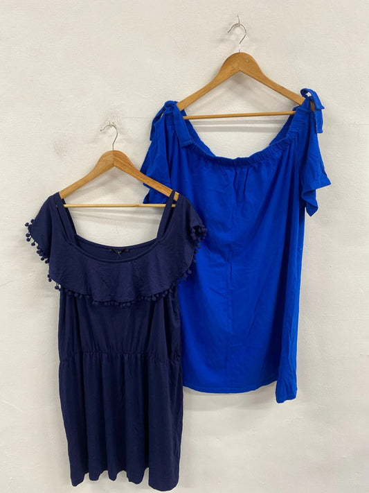 Fab duo of summer jersey dresses XL/18 blues George Papaya #8 CR002