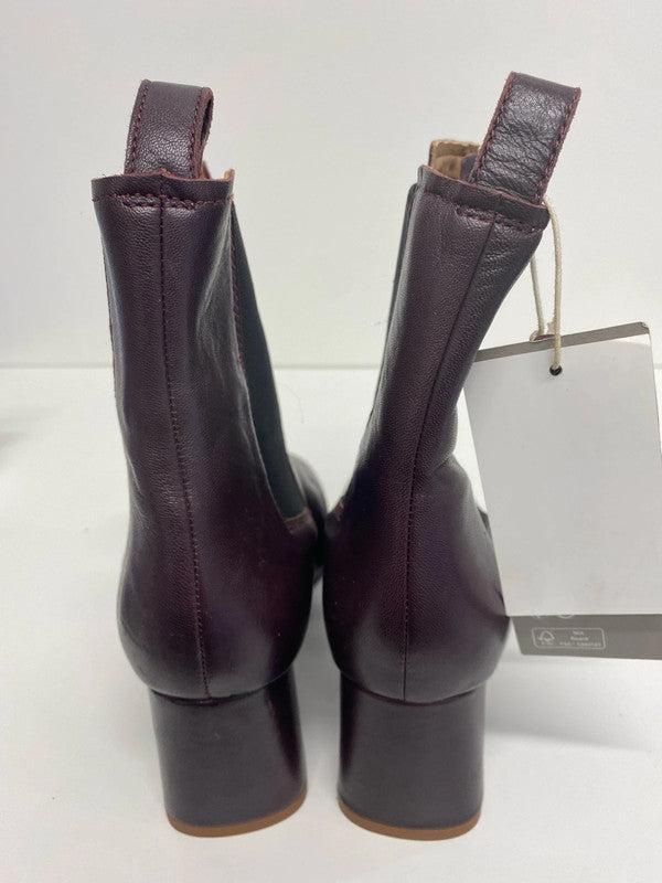Fabulous H&M maroon leather ankle Chelsea boots Uk5 New KM003