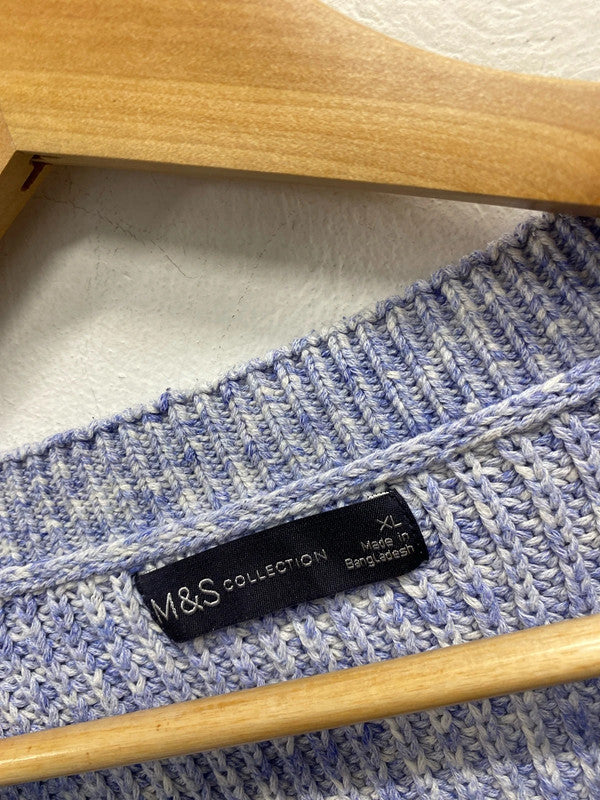 Lovely M&s blue knit cotton jumper UK XL HA001
