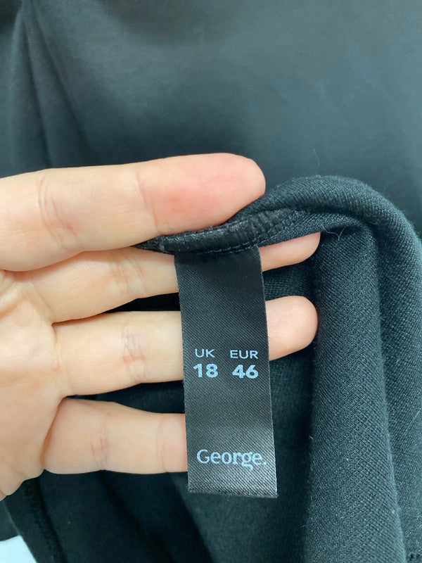 George Chic Black Sheath Asymmetric Midi Dress UK 18 NC001