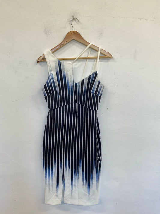 Next Chic Navy & White Asymmetric Midi Dress UK 10 MB001